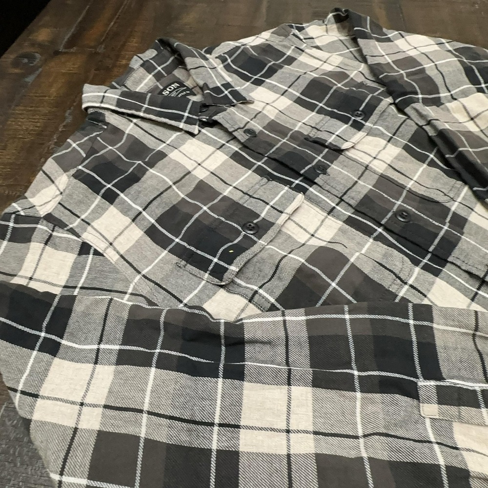 Filson Shirt Mens Small Gray Plaid Long Sleeve Button Up Cotton Flannel Work